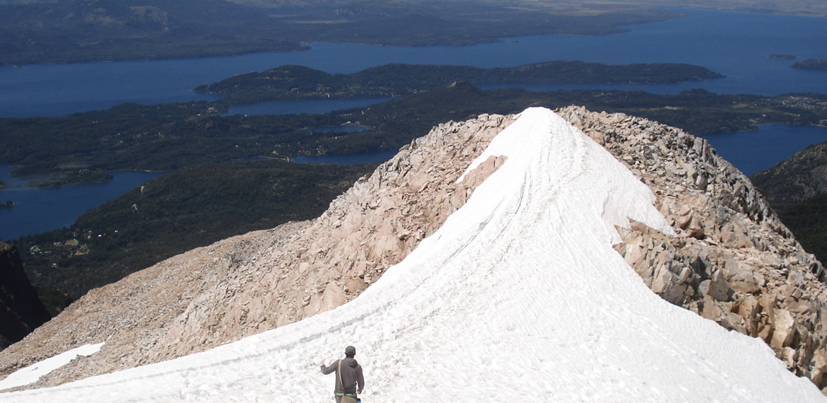 Cerro López nevado, Bariloche — vista panorámica desde las alturas