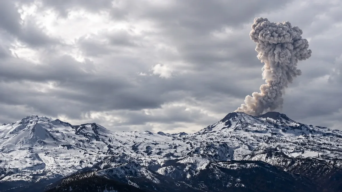 Pulso eruptivo del volcán Nevados de Chillán con emisión de cenizas
