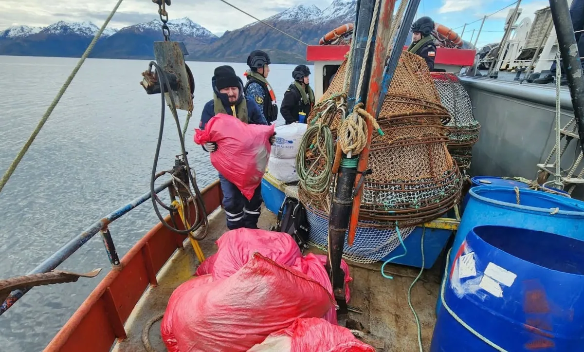 Sernapesca y Armada incautan 4,5 kilómetros de redes centolleras en Magallanes