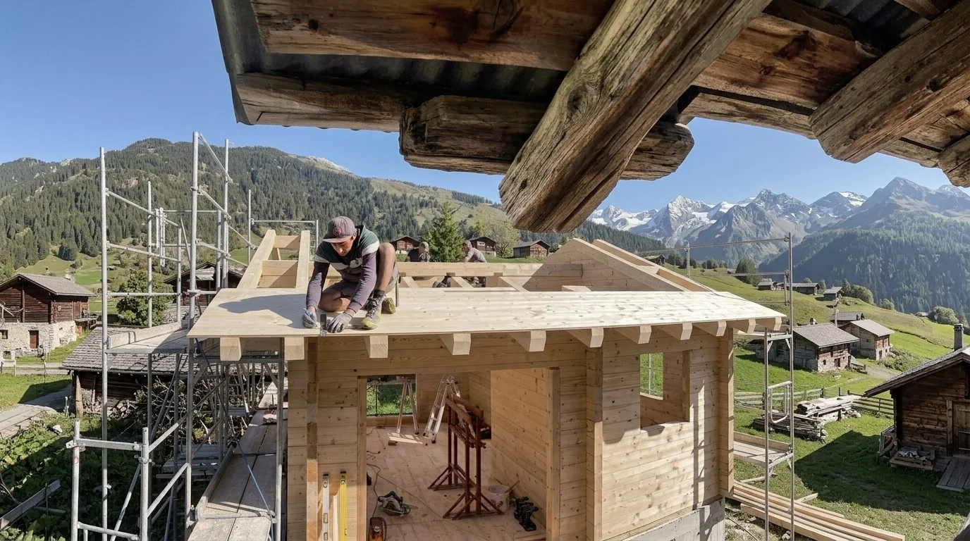De Río Negro a los Alpes: el carpintero que enseña a armar casas tipo Lego